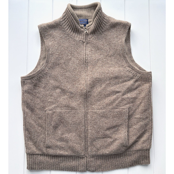 Pendleton Other - Pendleton Shetland Wool Zip Front Sweater Vest Fleece Lined Beige Tan Medium